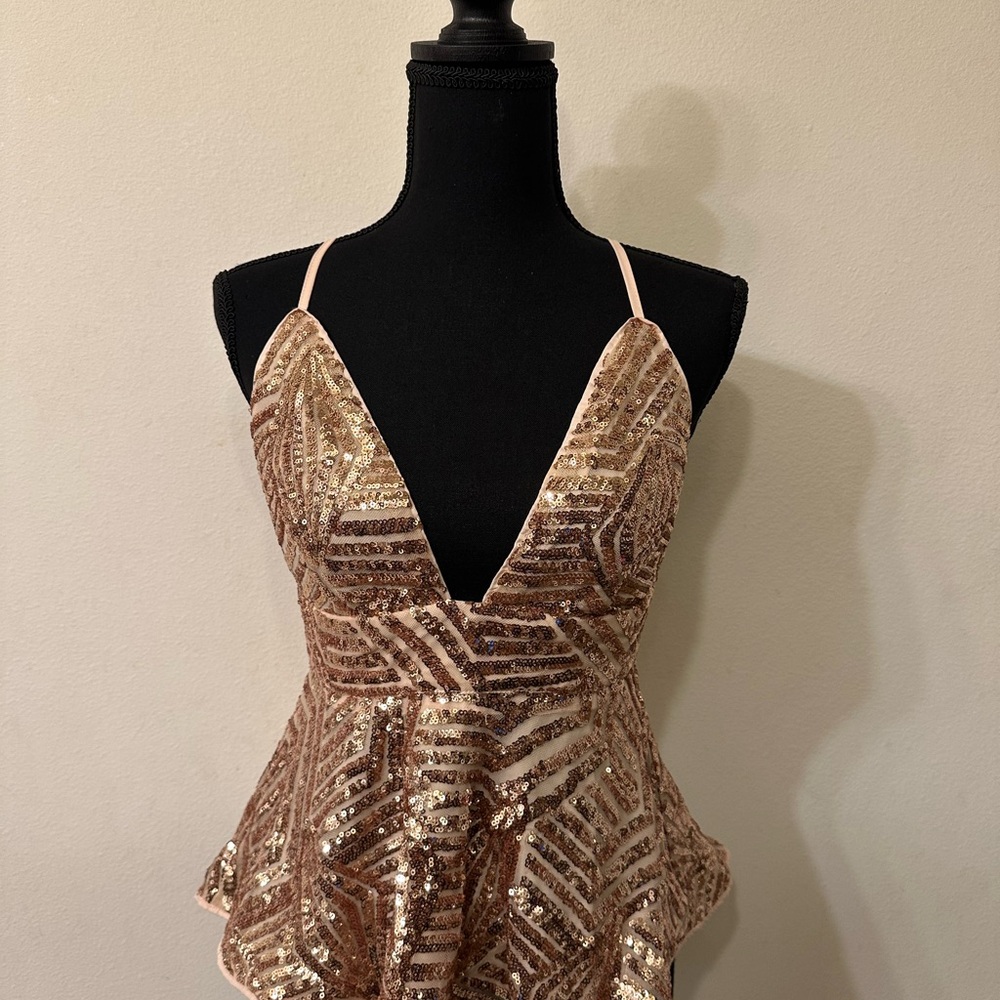 Forever 21 Gold Sequin Babydoll Camisole